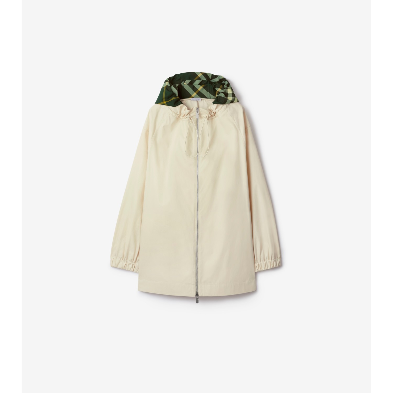 Check Hood Gabardine Parka in Soap - Women, Cotton Gabardine | Burberry® Official