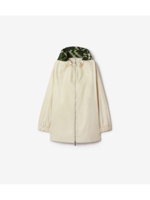 Burberry Checkered Hood Cotton Parka In Soap