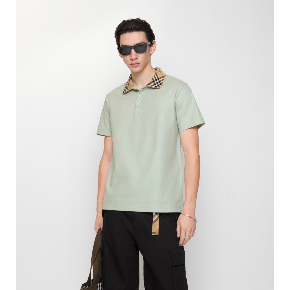 Check Collar Cotton Polo Shirt