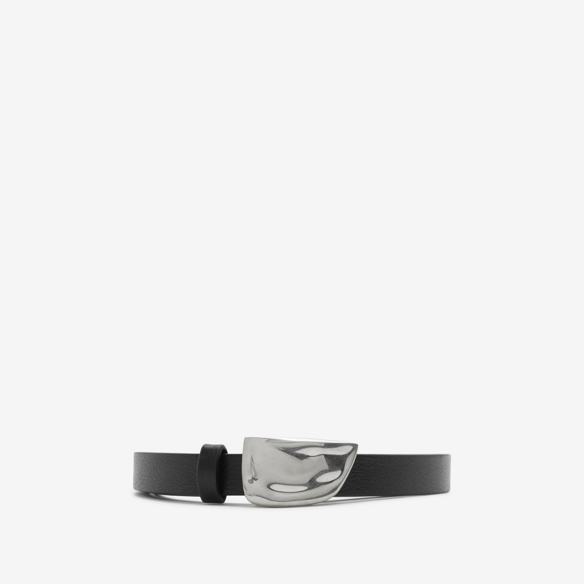 Shop Burberry Thin Leather Shield Belt In Black