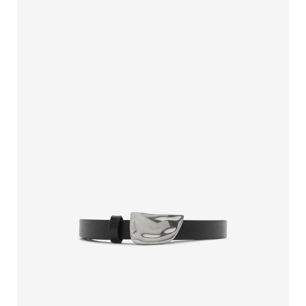 Shop Burberry Thin Leather Shield Belt In Black