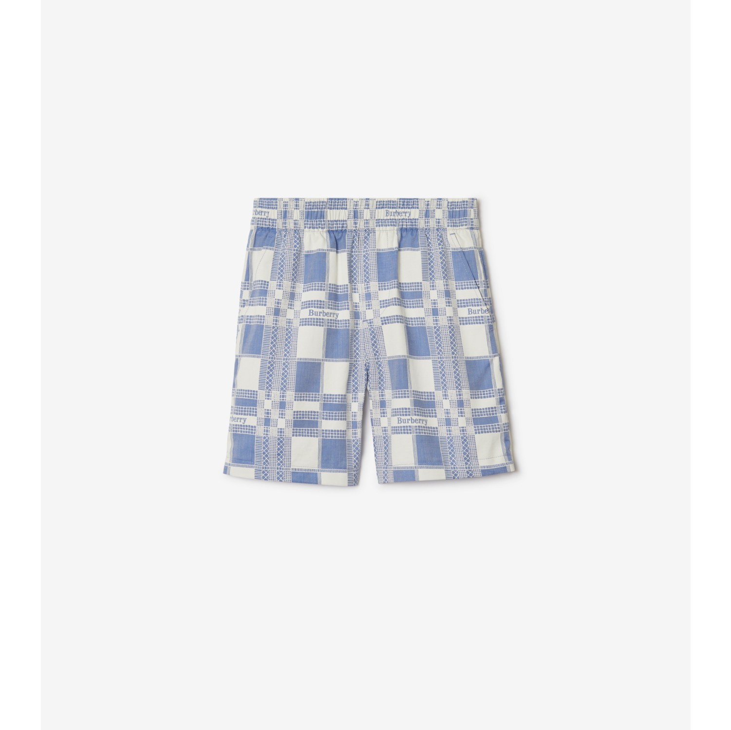 Check Cotton Shorts in Pale blue | Burberry® Official