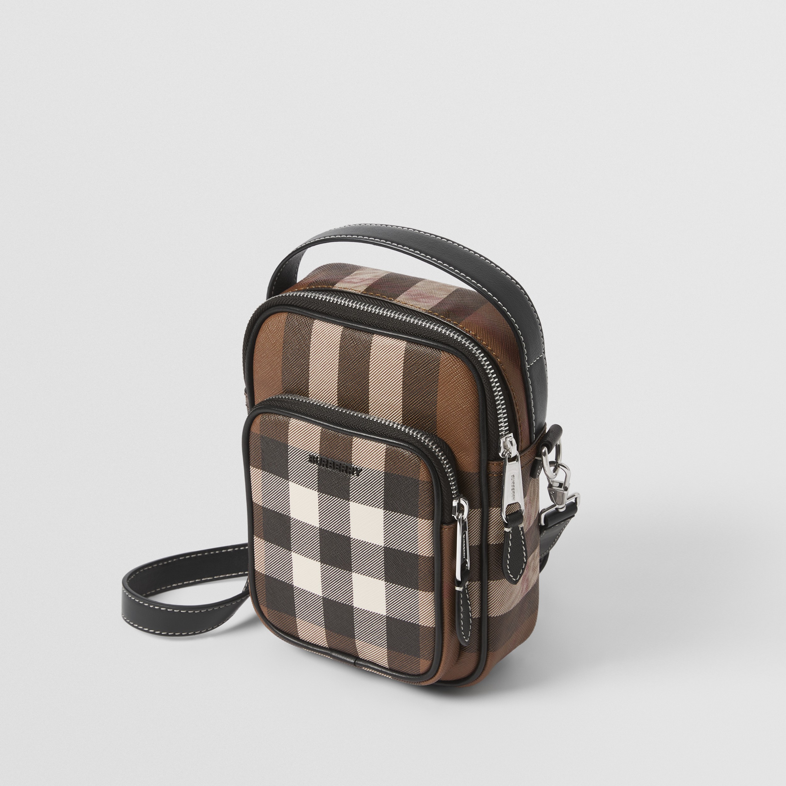 Check E-canvas Crossbody Bag in Dark Birch Brown - Men | Burberry® Official - 4