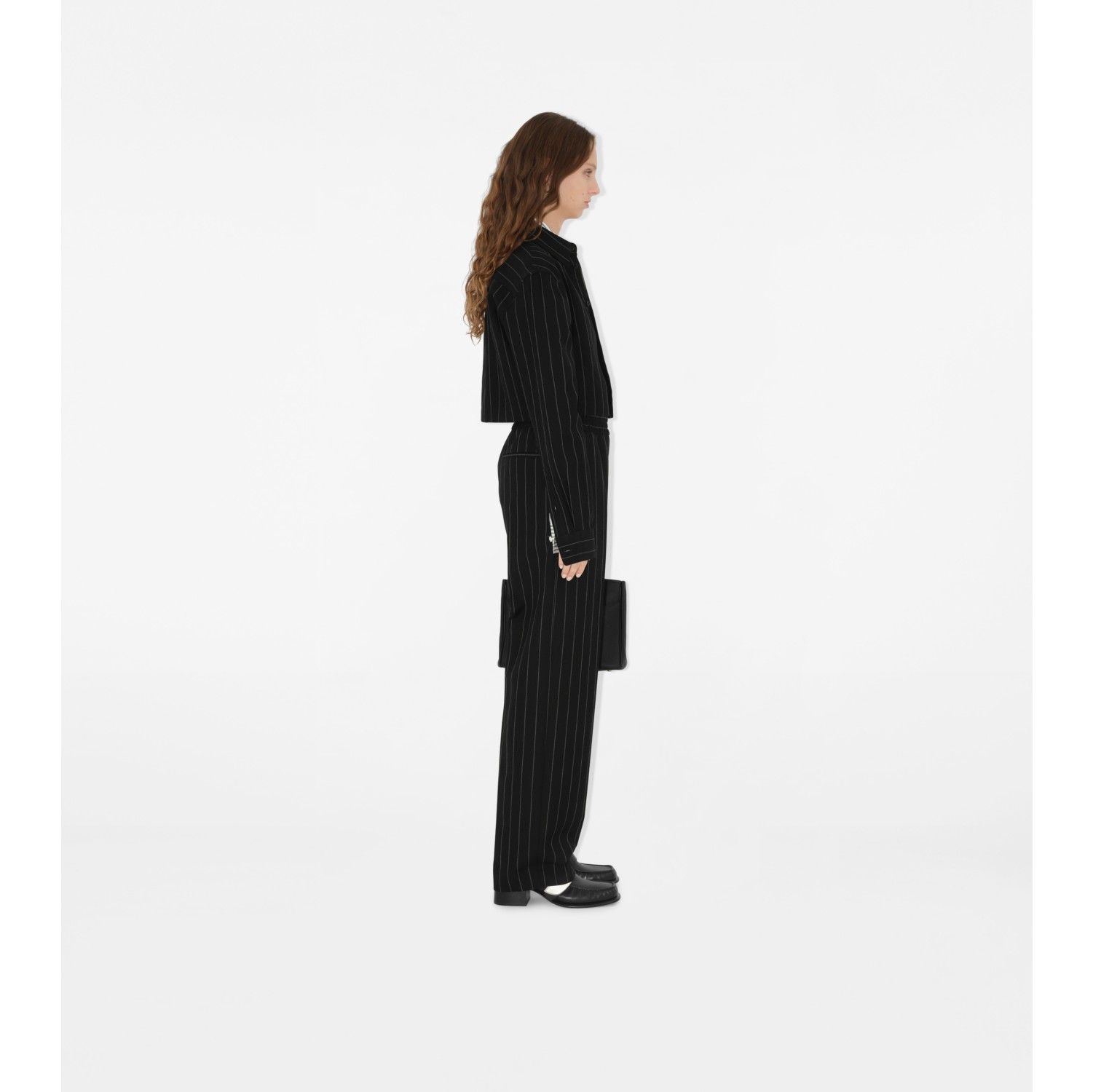 Pinstriped Wool Tailored Trousers