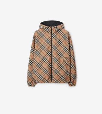 リバーシブル チェック ジャケット (サンド) - メンズ, ナイロン