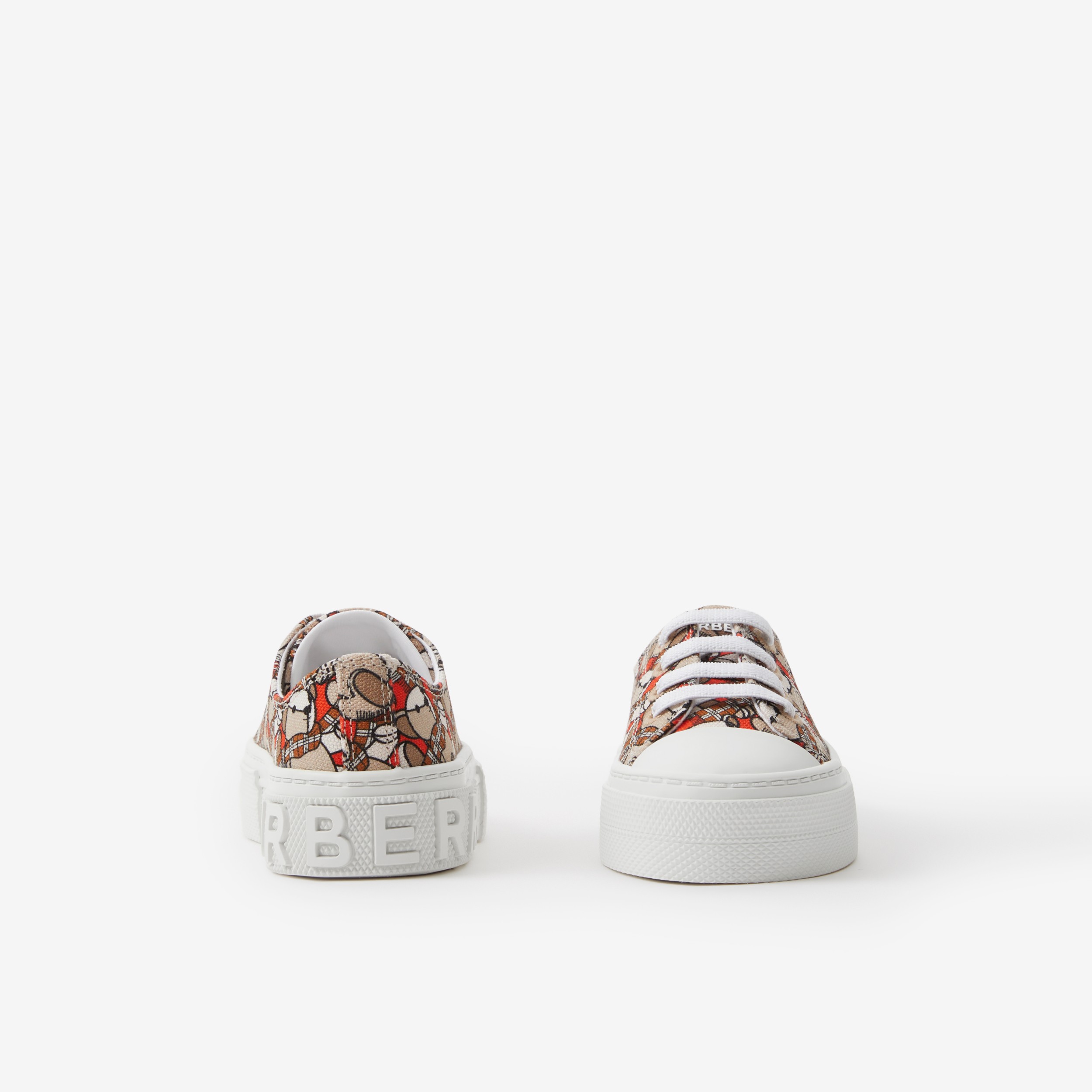 Thomas Bear Print Cotton Sneakers in Scarlet Orange - Children | Burberry® Official - 4