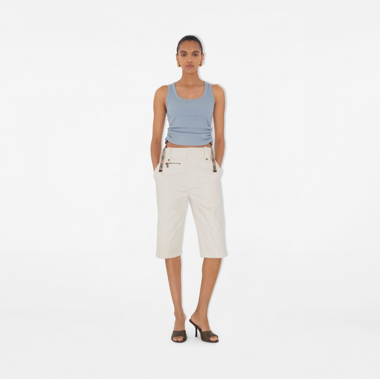 Festival Cotton Blend Tank Top in Gale - Women | Burberry Festival Cotton Blend Tank Top in Gale - Women | Burberry
