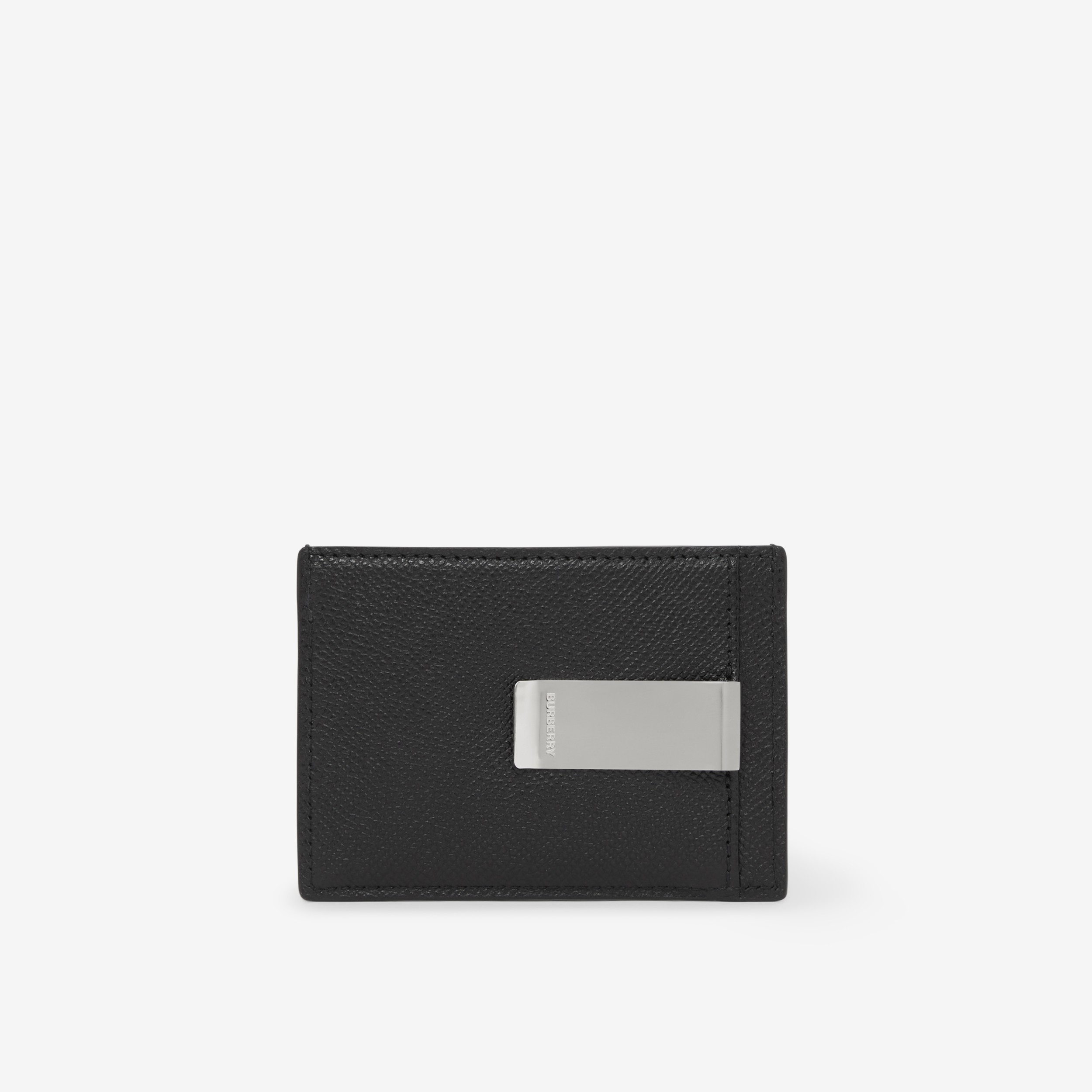 Grainy Leather TB Money Clip Card Case in Black Men Burberry® Official