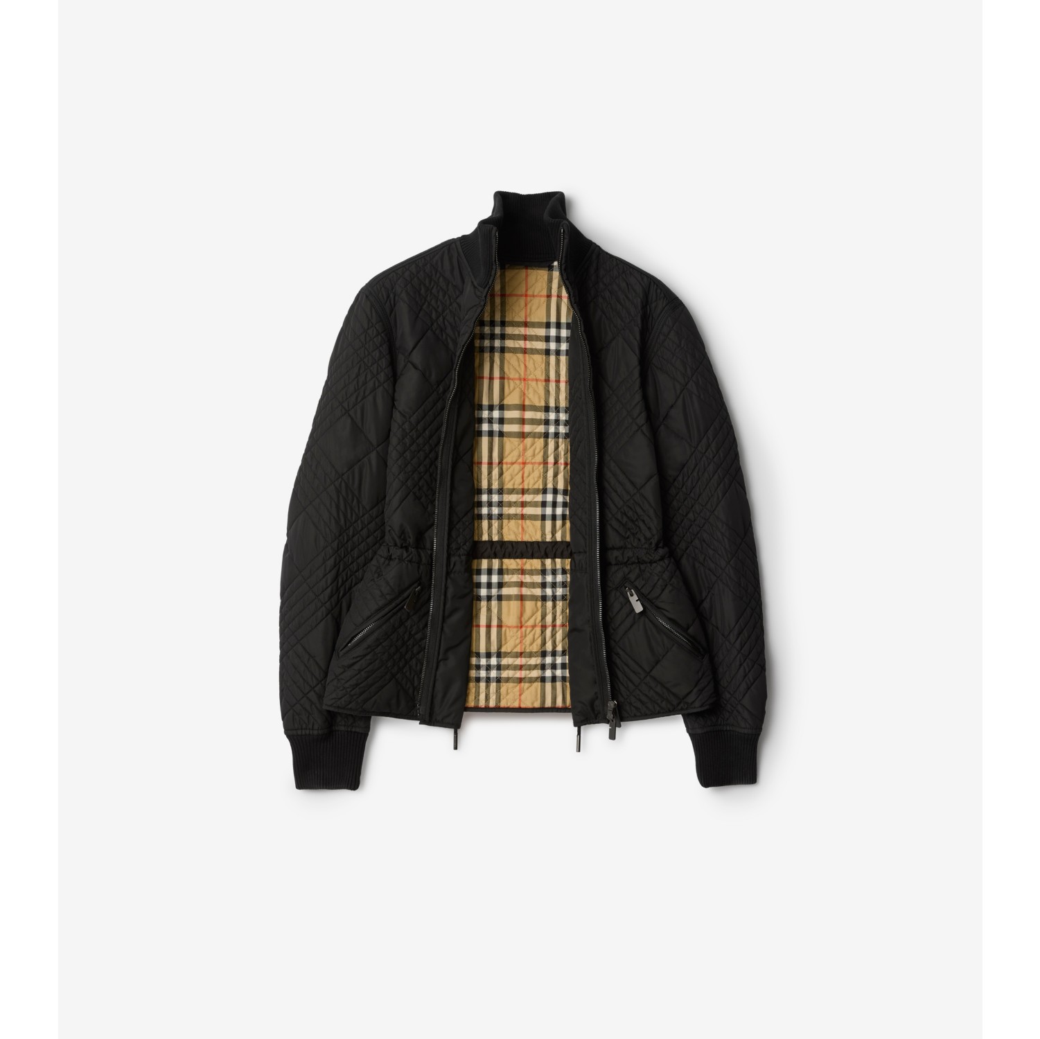 Micro Check-stitch Nylon Wakerley Jacket in Black - Women