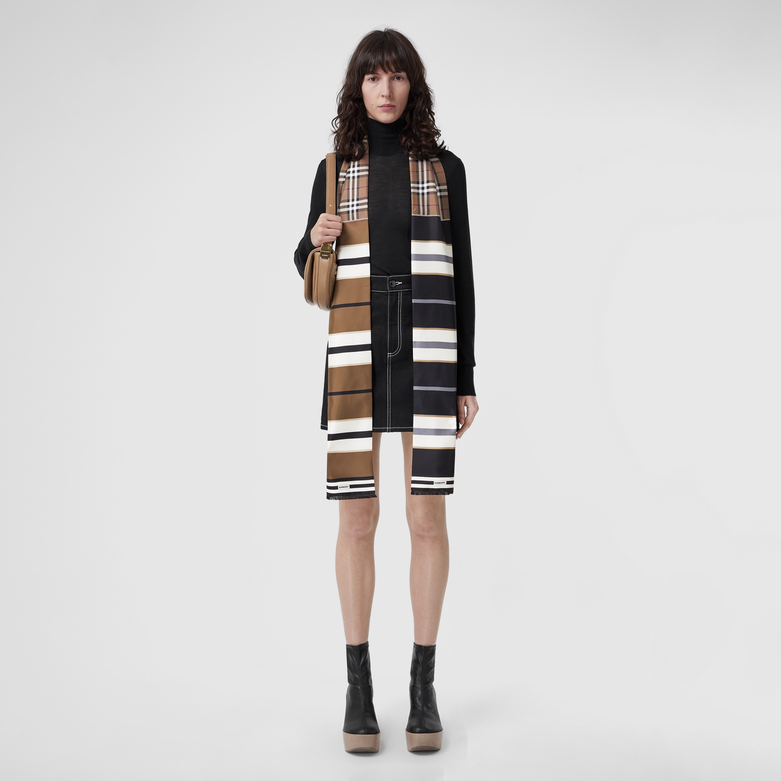 Montage Print Silk Scarf in Birch Brown | Burberry® Official - 3