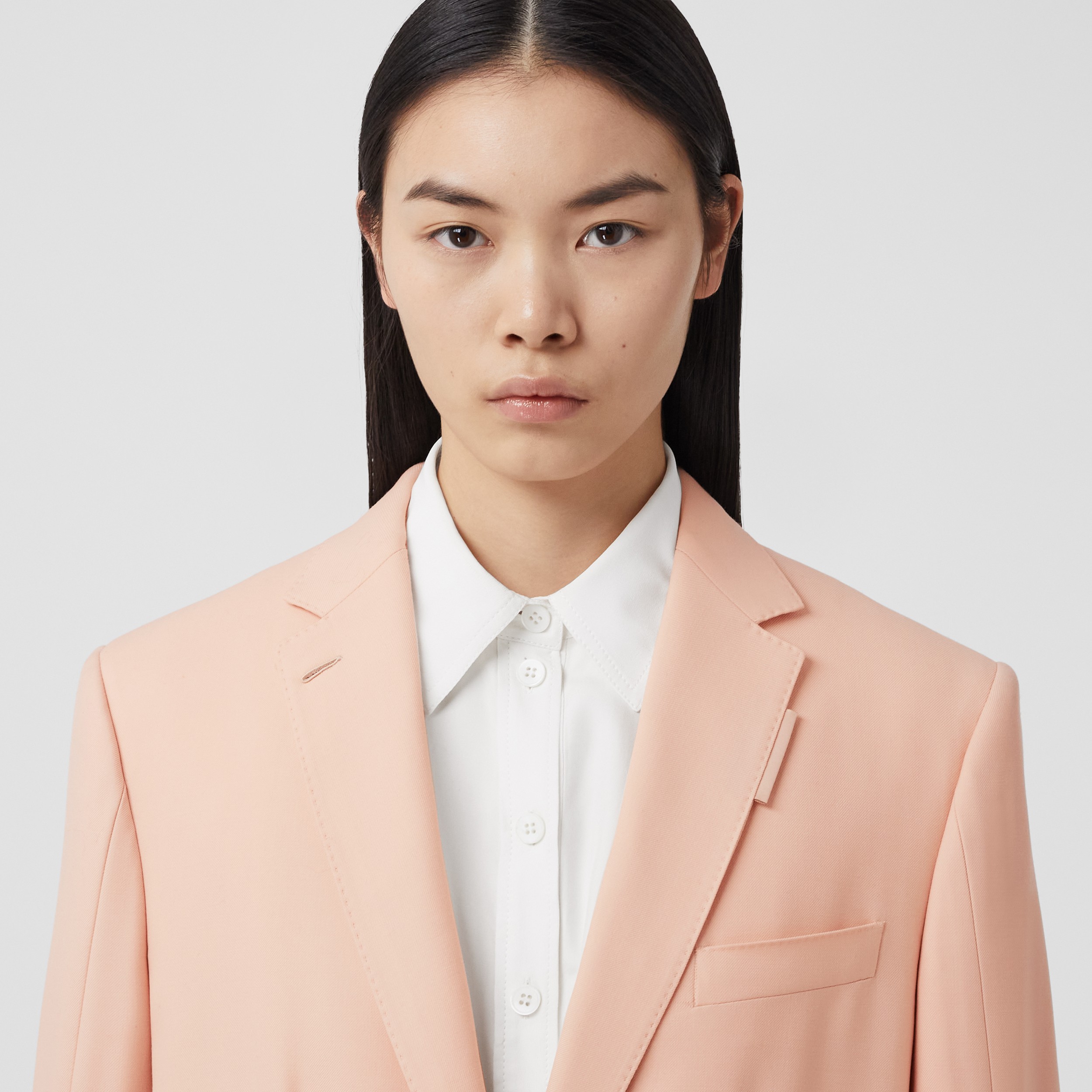 Wool Oversized Tailored Jacket in Rosebud Pink - Women | Burberry® Official