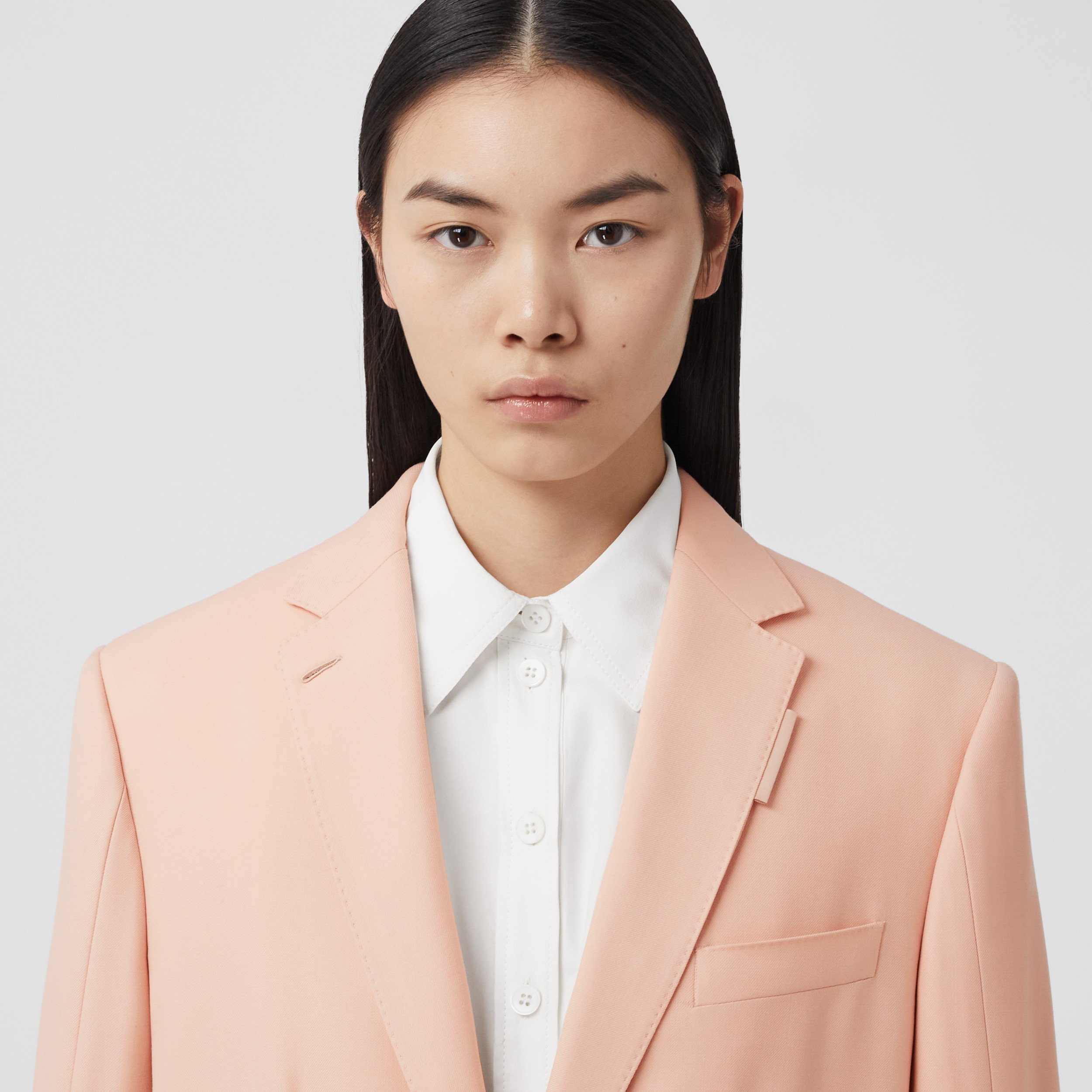 Wool Oversized Tailored Jacket in Rosebud Pink Women Burberry® Official