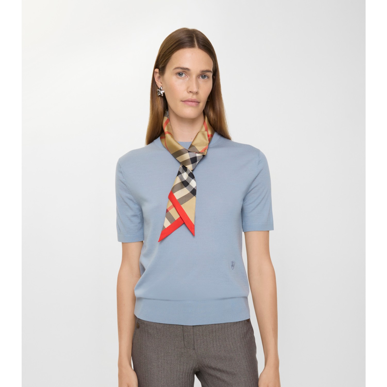 Skinny Check Silk Scarf