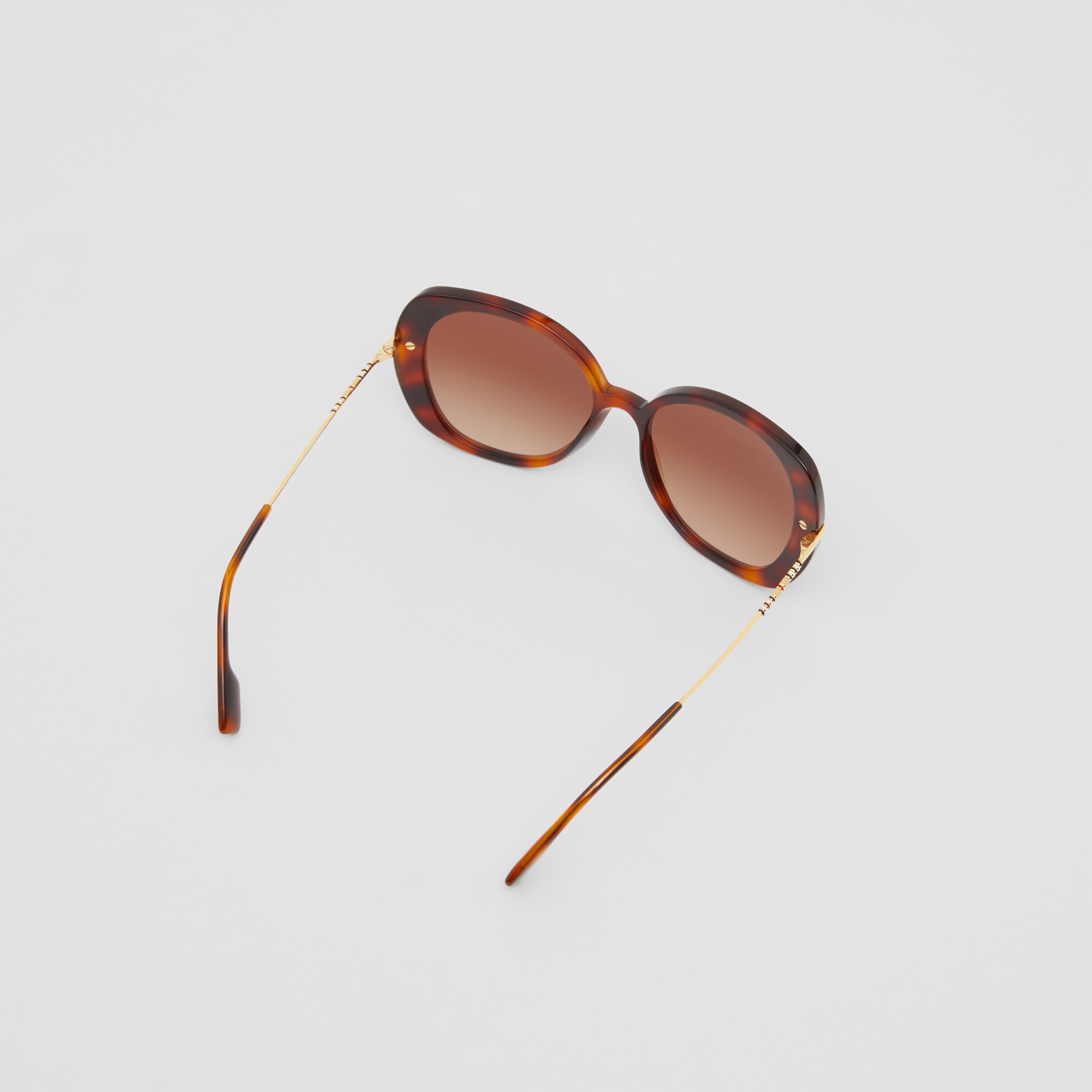 Sonnenbrille mit eckiger Fassung und Streifendetail (Warmes Schildpattfarben) - Damen | Burberry® - 4