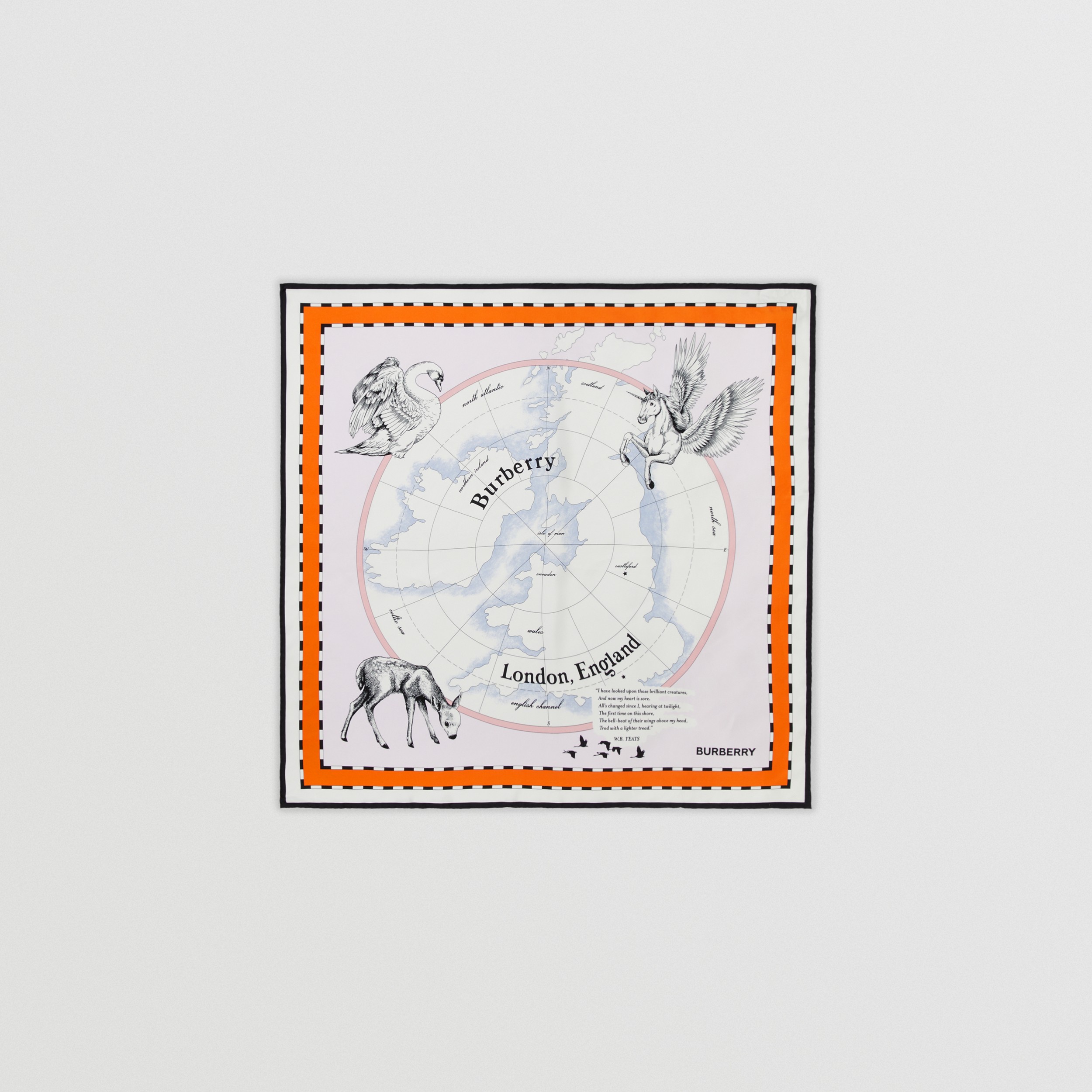 Foulard in seta con stampa regno animale (Rosa Alabastro) | Sito ufficiale Burberry® - 1