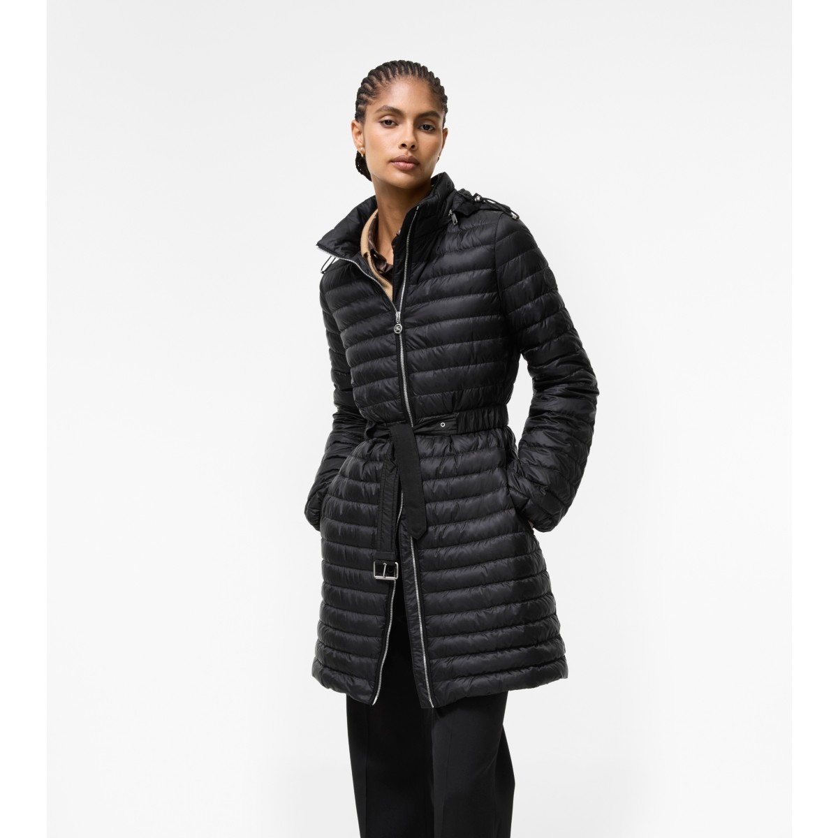  Check Nylon Amberley Puffer Coat