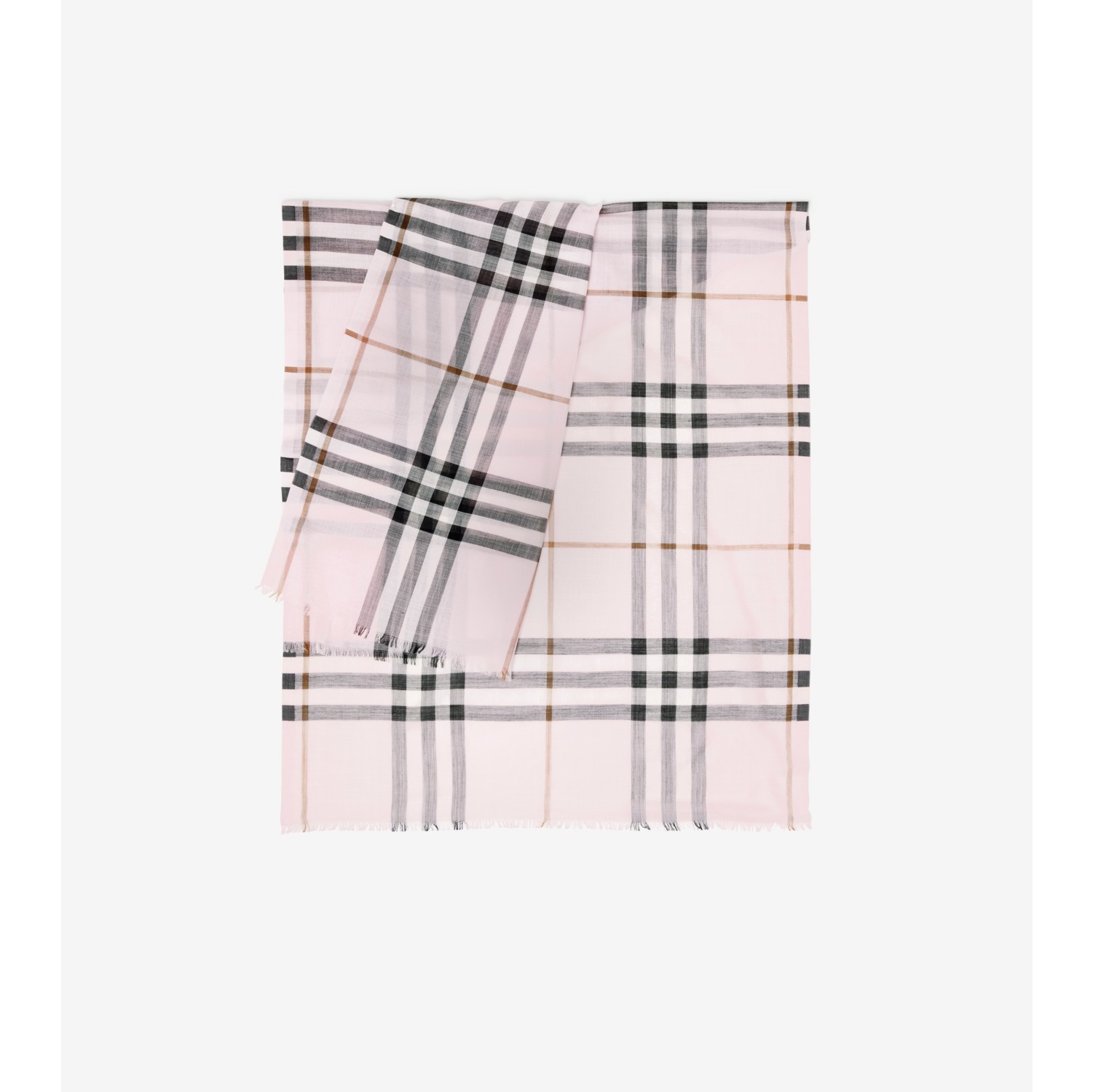 Burberry - Lightweight Check Wool & Silk Scarf Pink