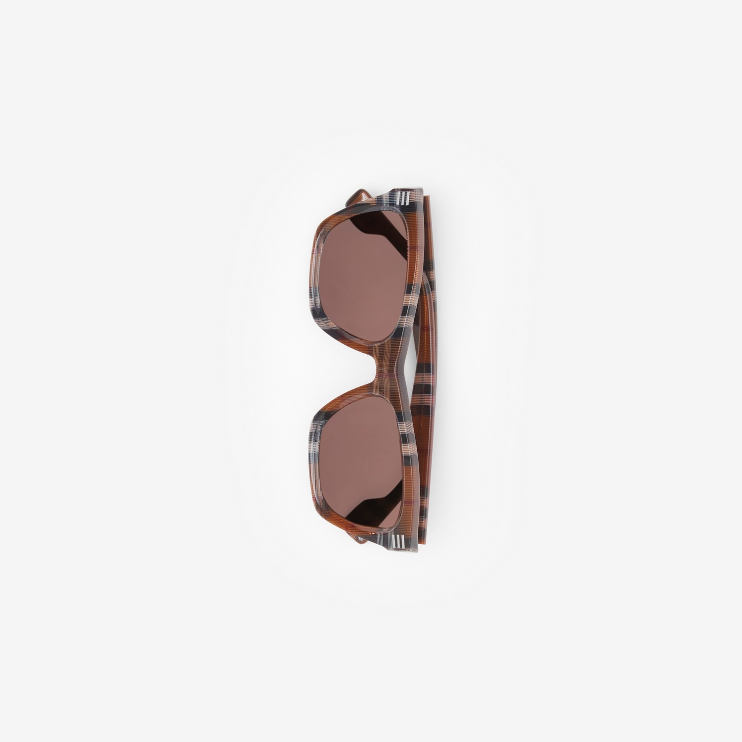 Occhiali da sole con montatura squadrata e motivo tartan (Marrone Betulla) - Uomo | Sito ufficiale Burberry®