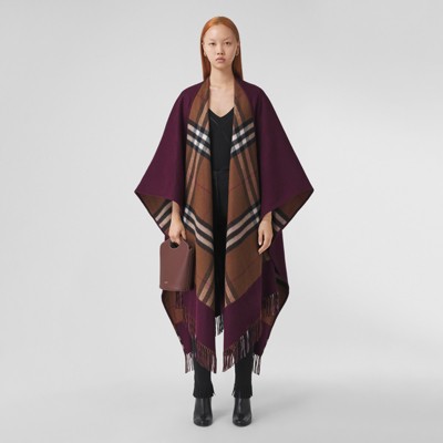 burberry check wool cashmere cape