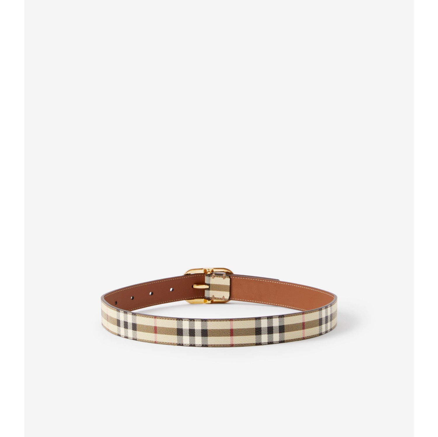 Check Belt in Archive beige gold Women Burberry Official