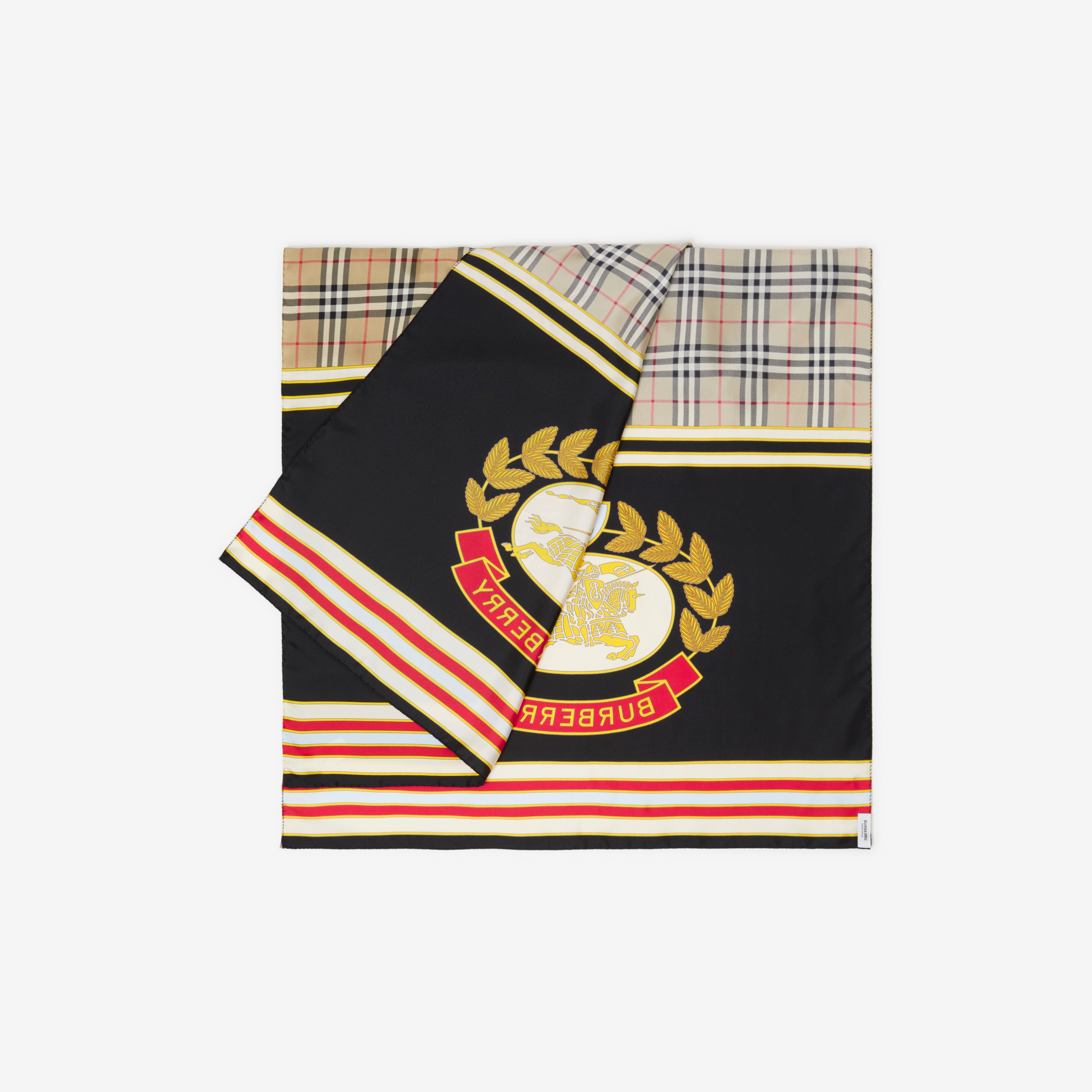 Check and EKD Print Silk Scarf in Archive Beige/bright Red | Burberry® Official - 3