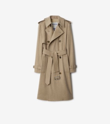 Cashmere Trench Coat in Flax Women Burberry Official