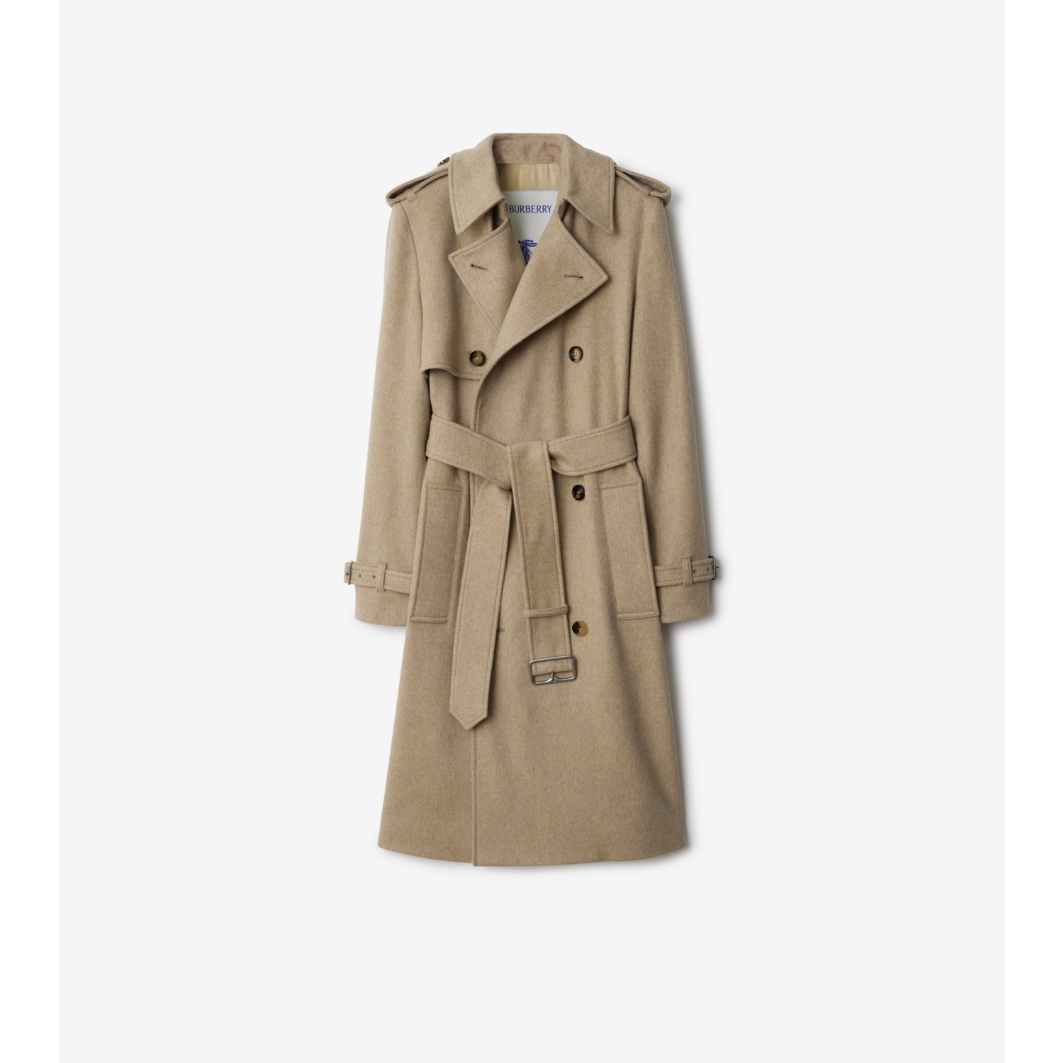 Burberry Women s Cashmere Trench Coat Natural Long Coats