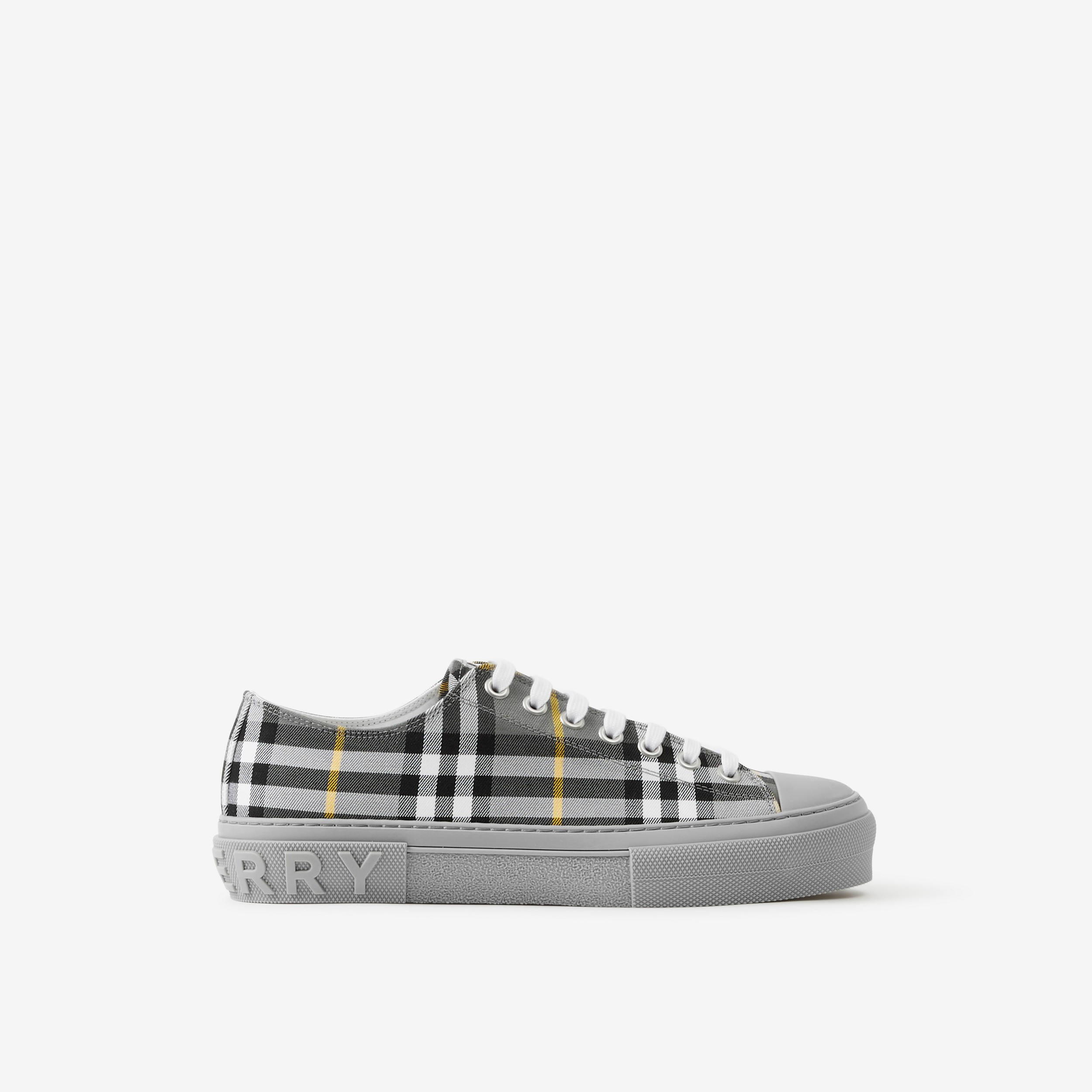 Check Cotton Sneakers in Grey - Men | Burberry® Official - 1