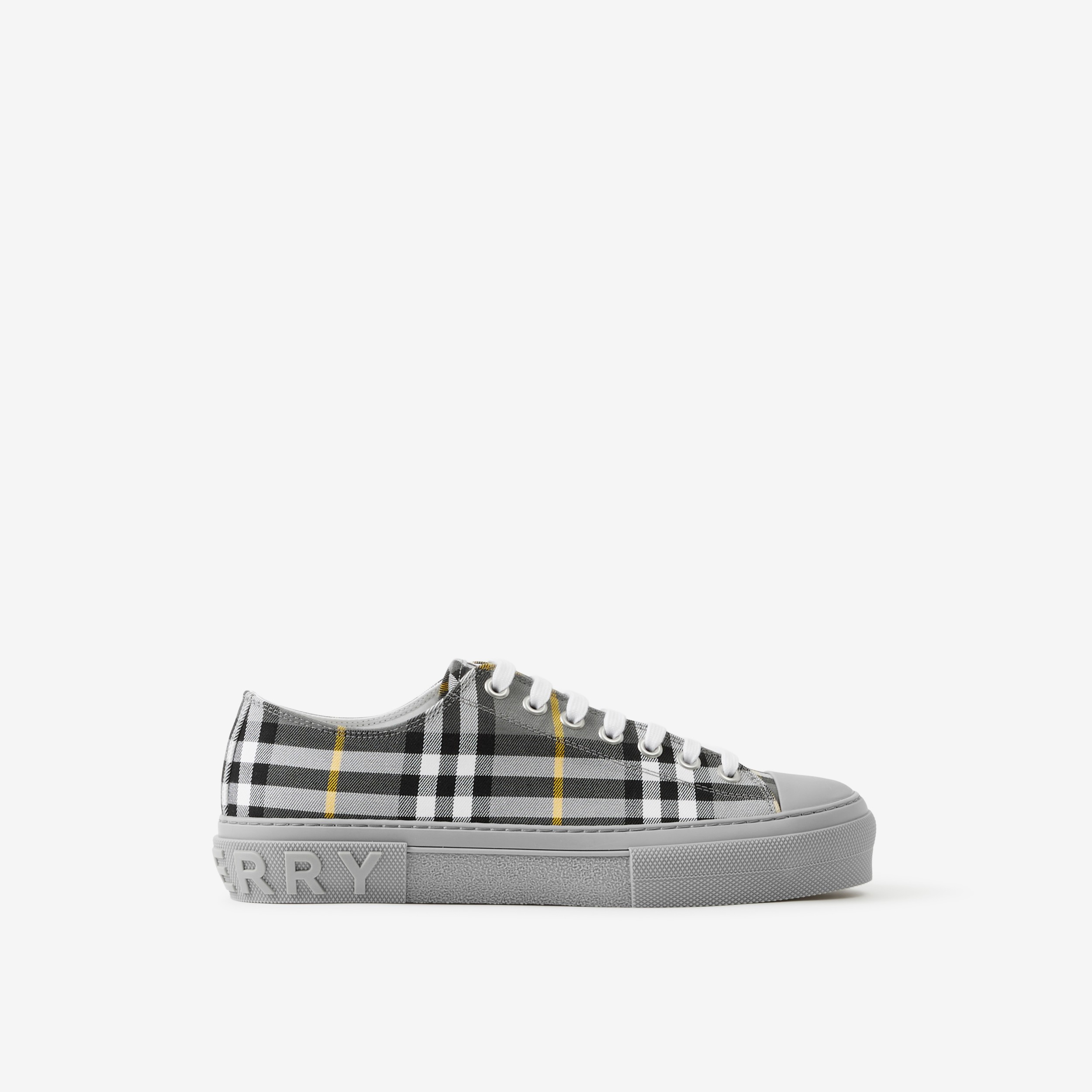 Check Cotton Sneakers in Grey - Men | Burberry® Official