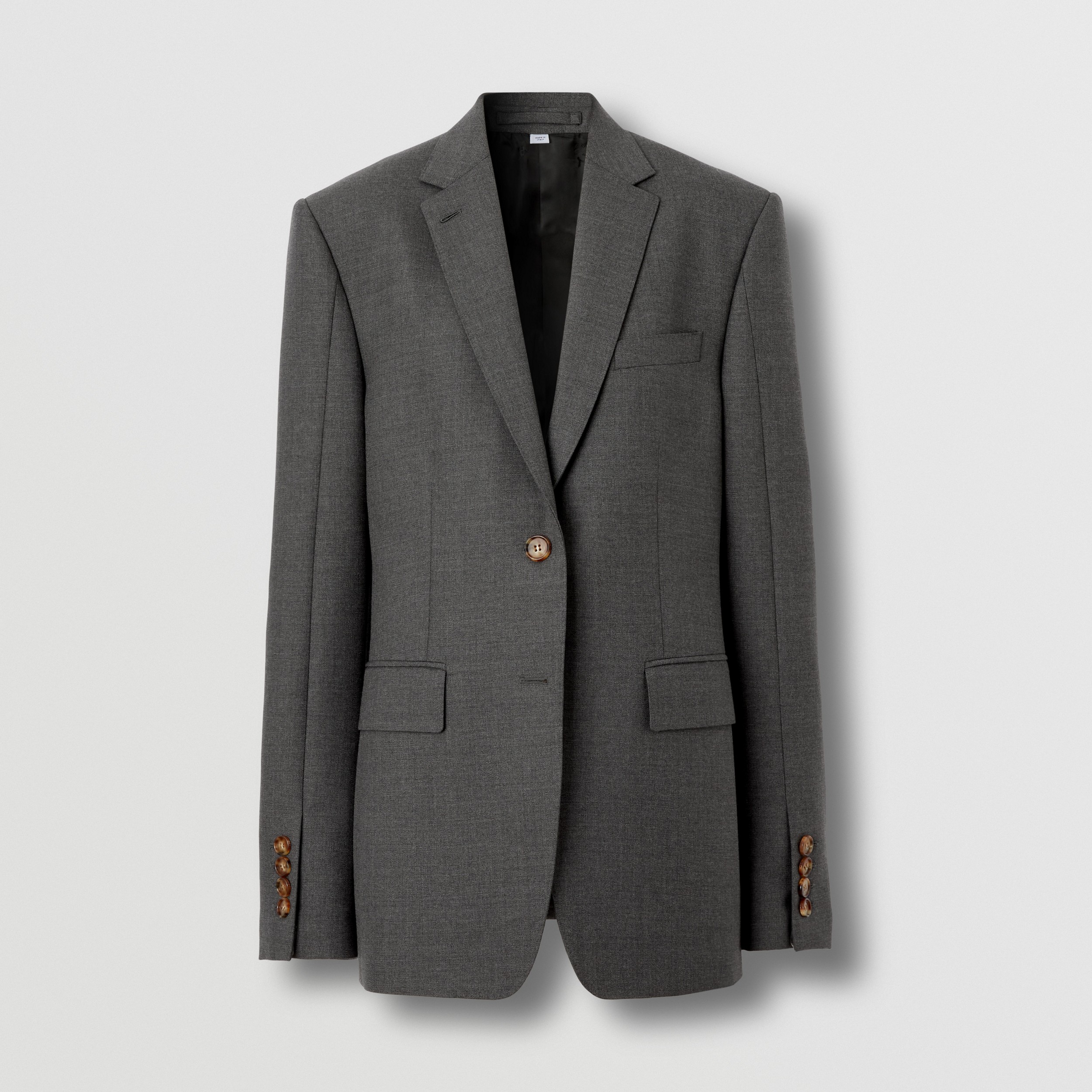 Wool Tailored Jacket in Dark Grey Melange - Women | Burberry® Official - 4
