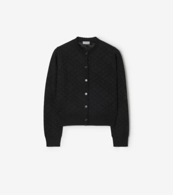 Check Wool Silk Cardigan in Black - Women | Burberry® Official