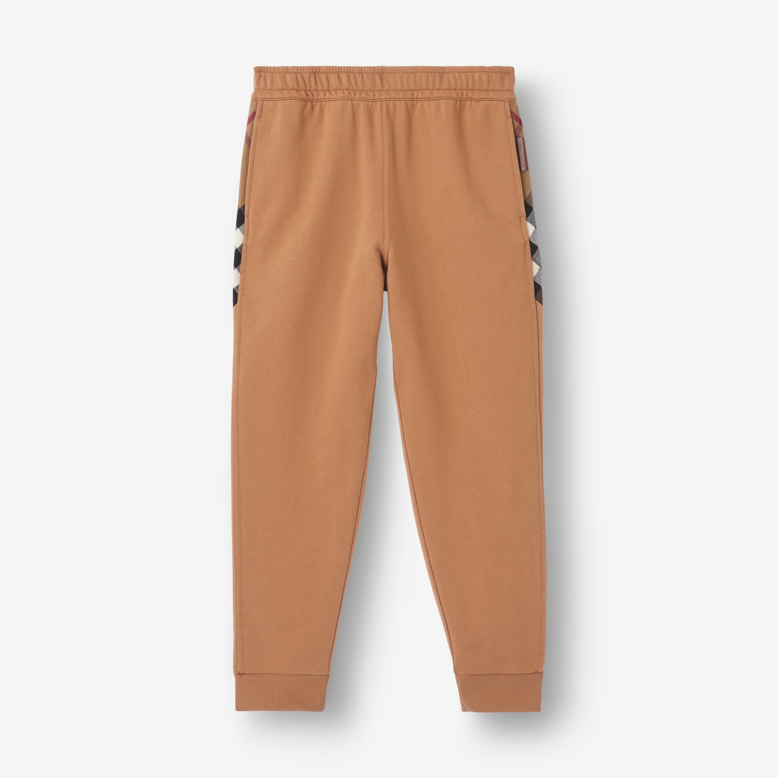 Check Panel Cotton Jogging Pants in Camel - Women | Burberry® Official