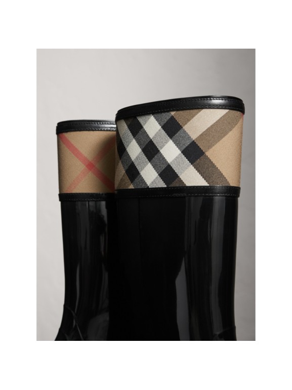 House Check Rain Boots in Black - Women | Burberry United States