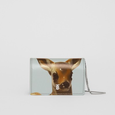 Deer Motif Leather Card Case with 