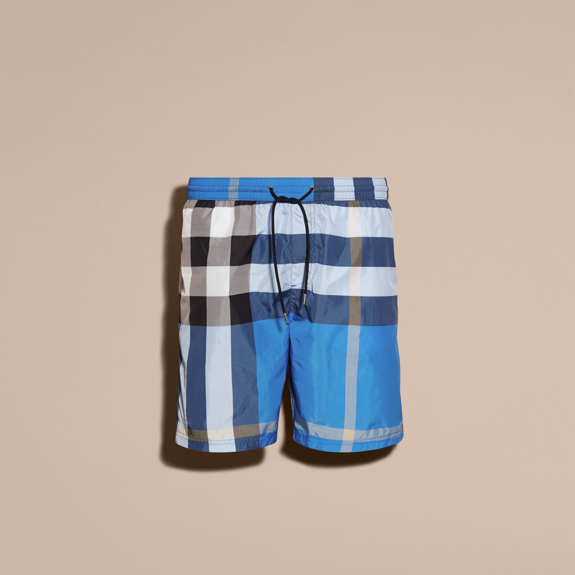 Check Swim Shorts in Cerulean Blue - Men | Burberry United States