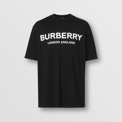 Logo Print Cotton T shirt in Black Men Burberry Official