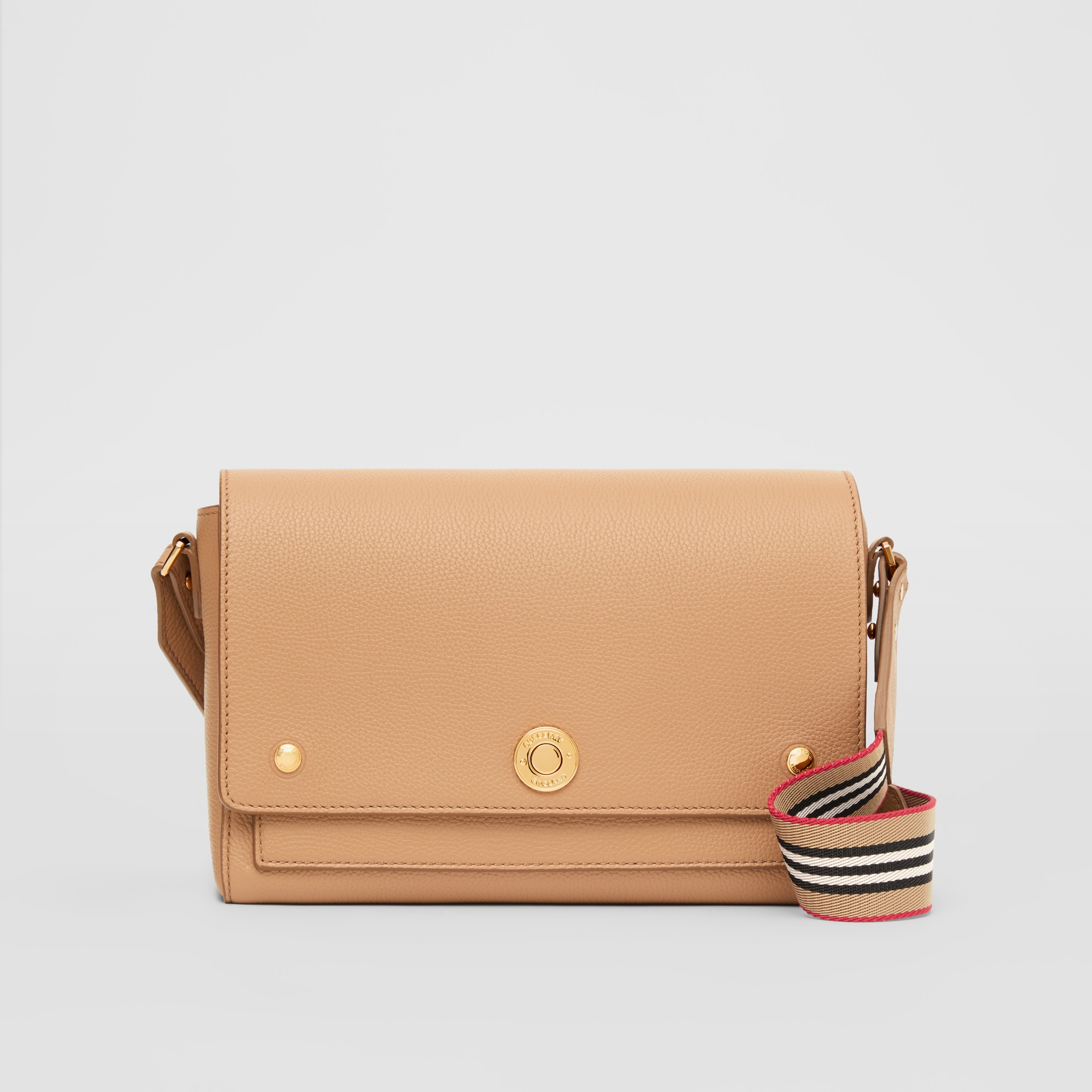 Grainy Leather Note Crossbody Bag in Camel Women Burberry United States