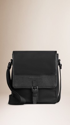 Leather Trim Crossbody Bag