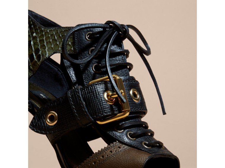 snakeskin buckle boots