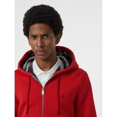 burberry check detail jersey hooded top