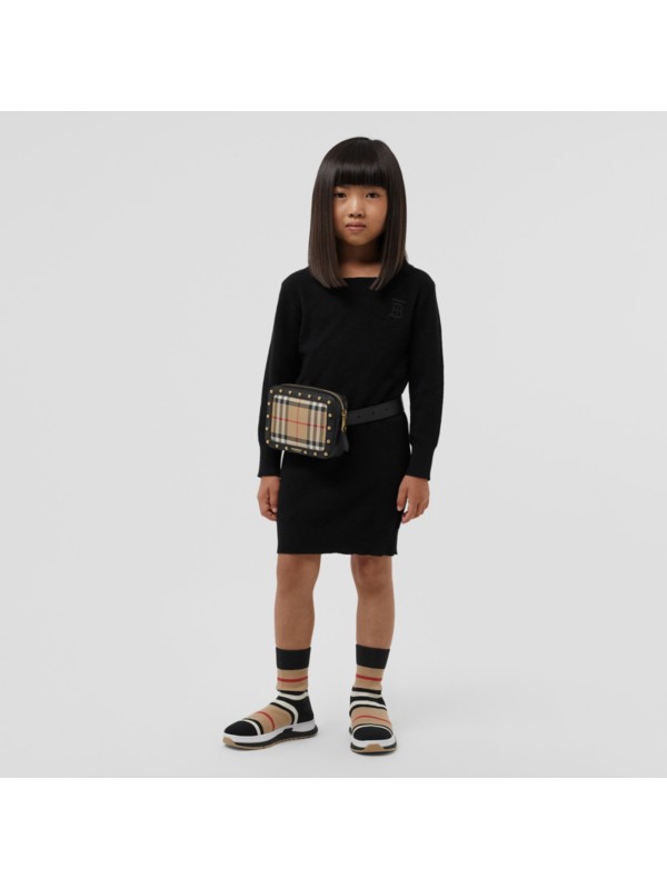 Monogram Motif Cashmere Sweater Dress in Black - Children | Burberry United States