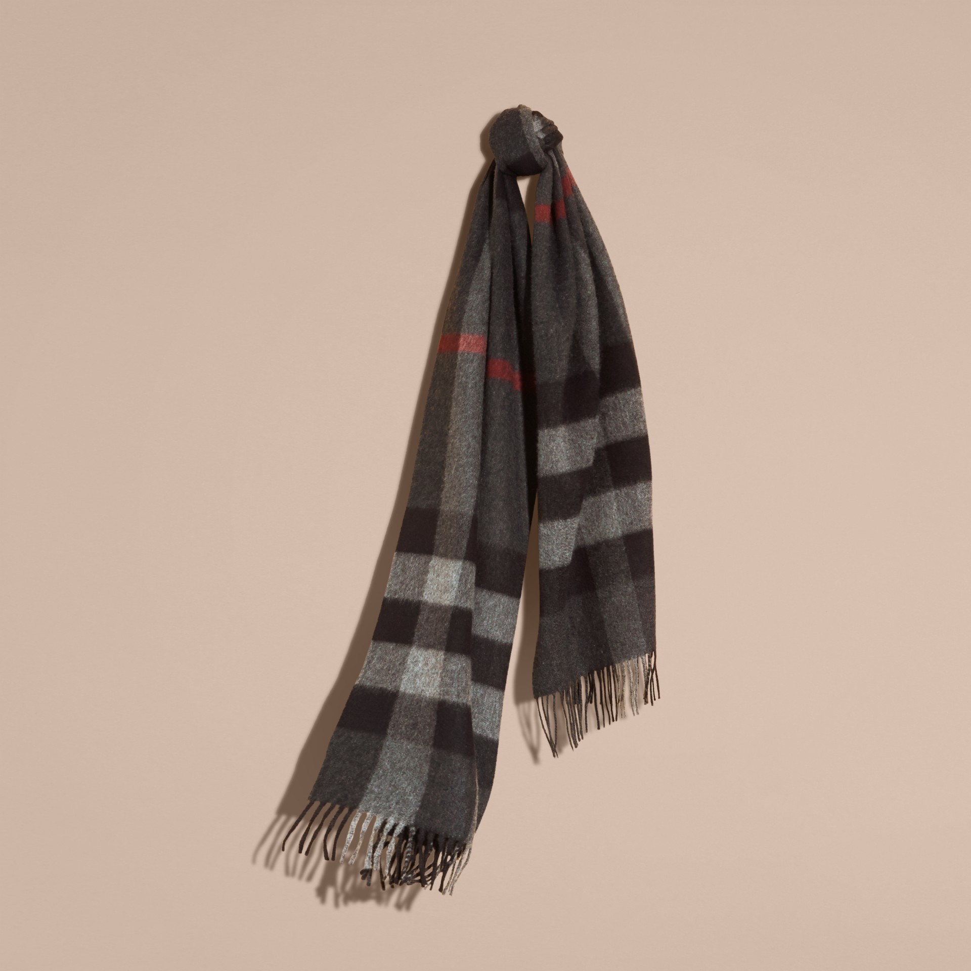 The Large Classic Cashmere Scarf in Check in Charcoal Burberry Canada
