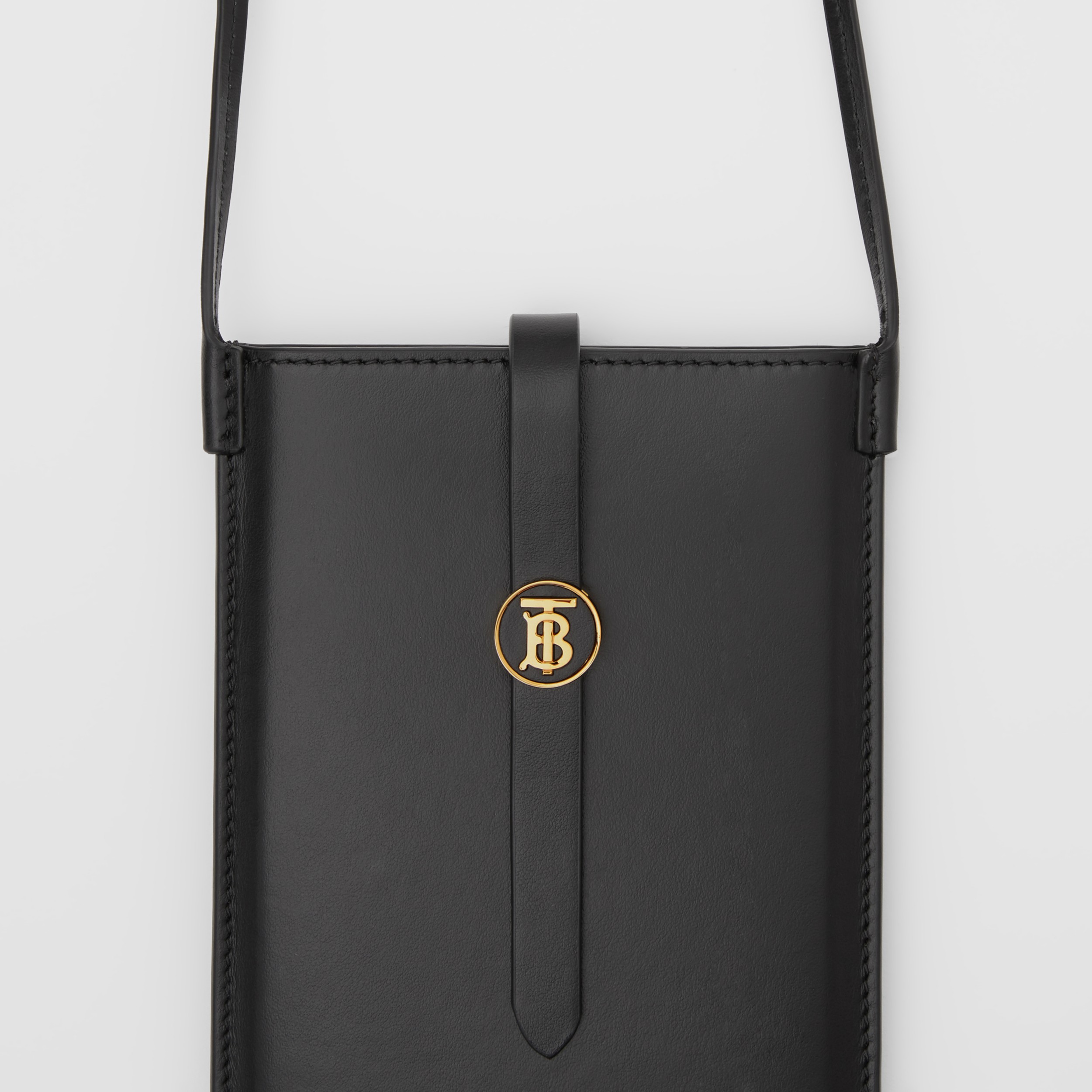 Leather Phone Case with Strap in Black | Burberry United States