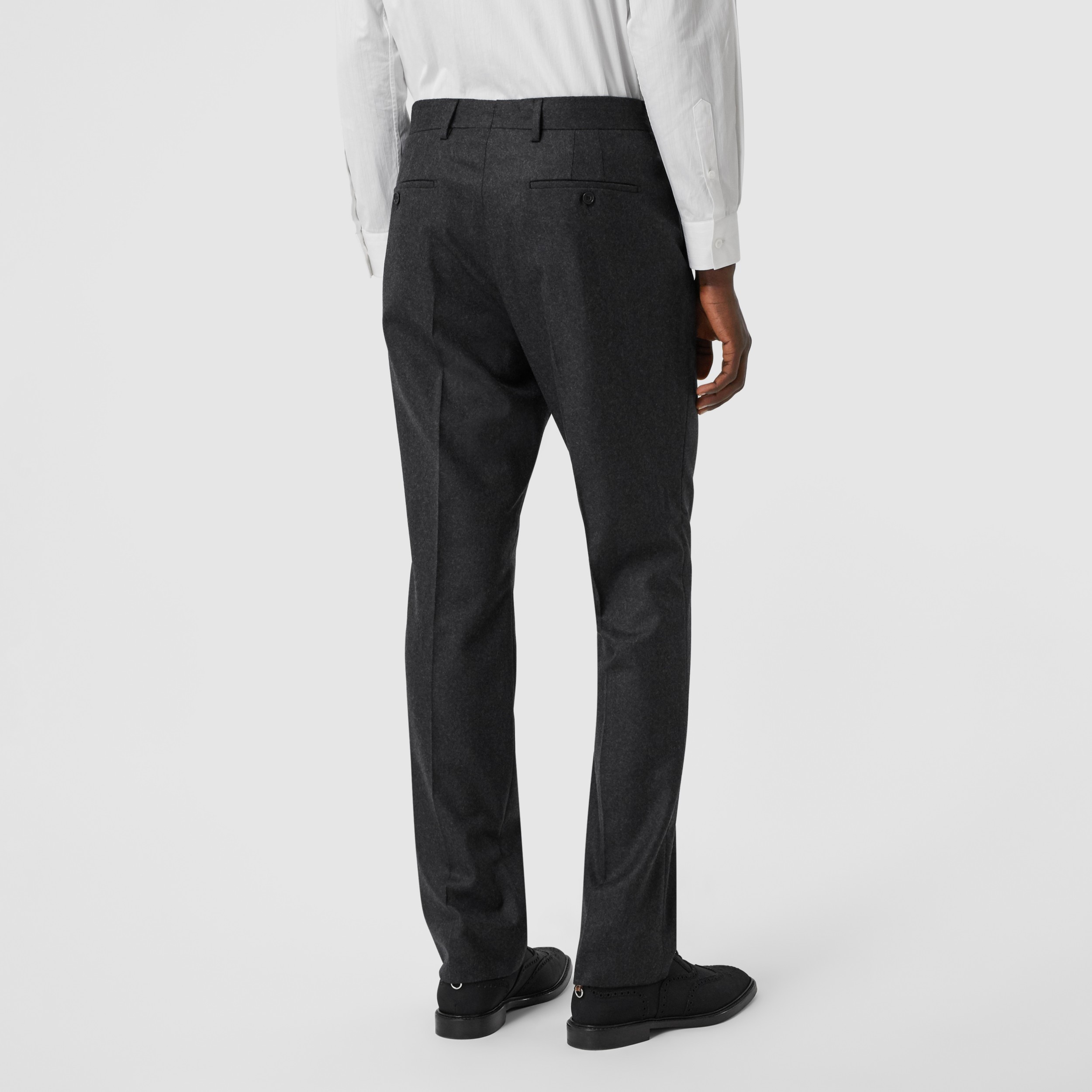 Classic Fit Wool Flannel Tailored Trousers in Charcoal - Men | Burberry