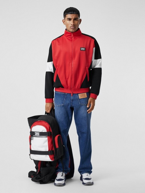 BURBERRY Logo Appliqué Jersey and Neoprene Track Top