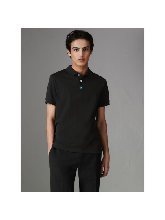 mens black burberry polo shirt