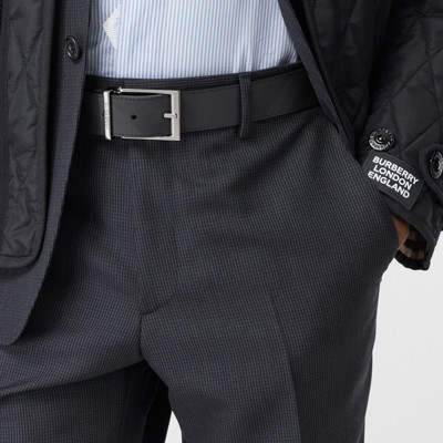 reversible london check and leather belt
