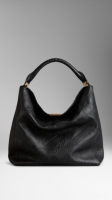 burberry black leather hobo bag