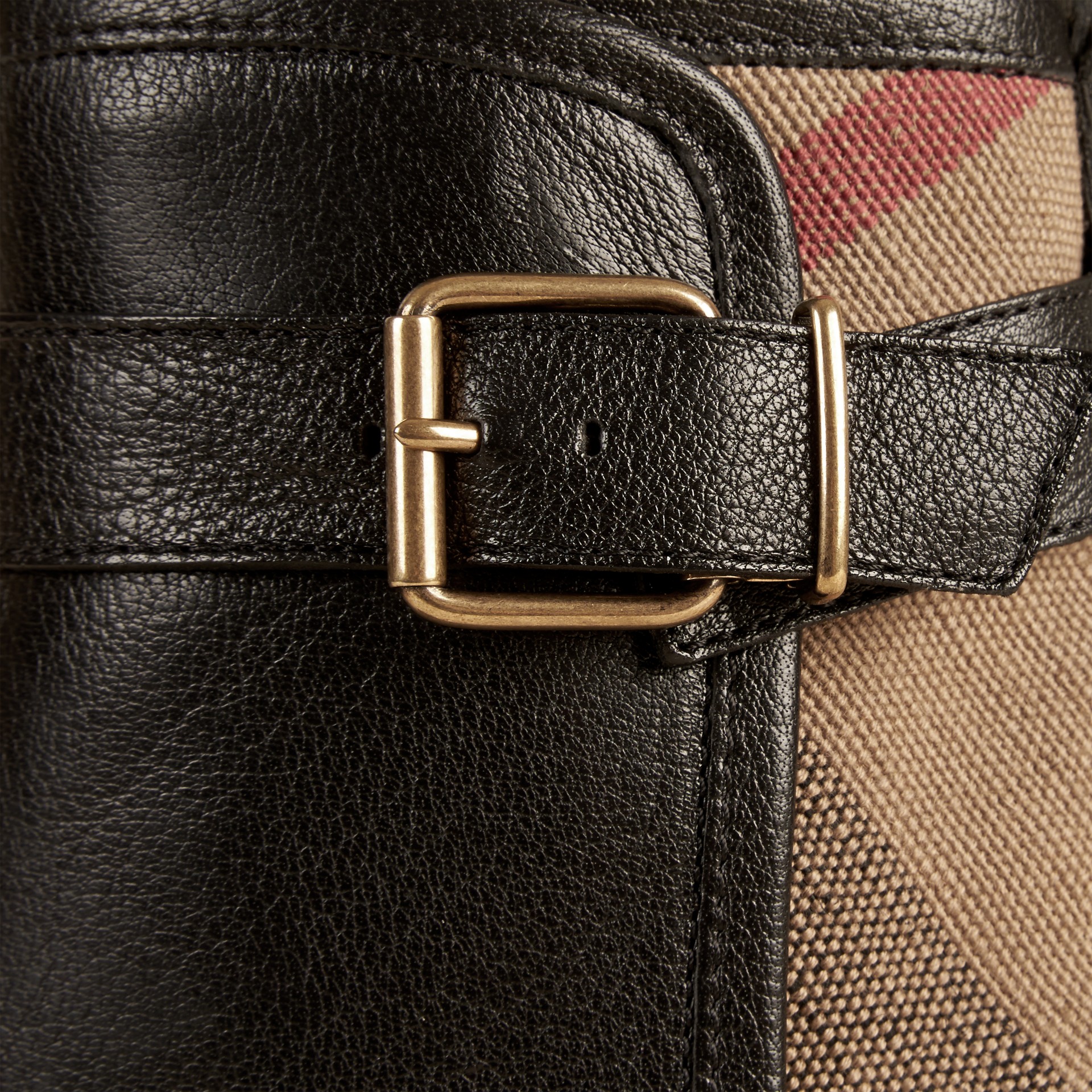 vintage check and leather ankle boots