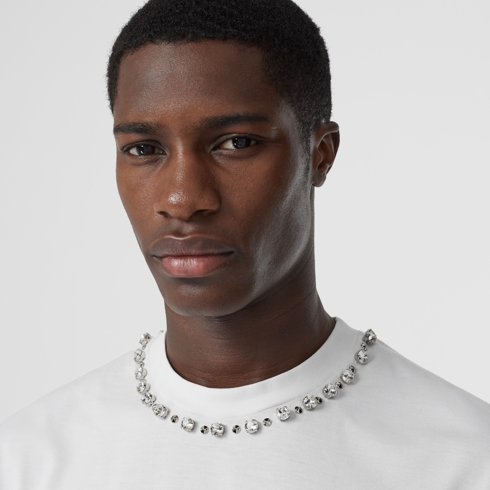 Embellished Cotton Oversized T-shirt in White - Men | Burberry United ...